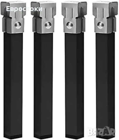 Пакет от 4 квадратни метални крачета с яка за тръбна основа за легло 30 x 30 мм (35 см). Черно, снимка 1