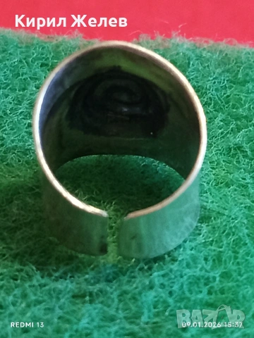 Сребърен пръстен с широк дизайн и релефна спирала Бохо стил интересен 51959, снимка 3 - Пръстени - 53044724