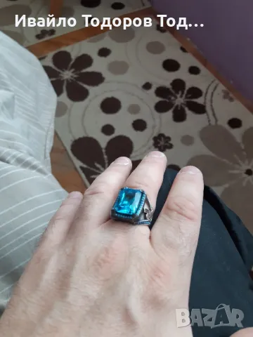 Мъжки бутиков сребърен пръстен с огромен аквамарин, снимка 13 - Пръстени - 48031562