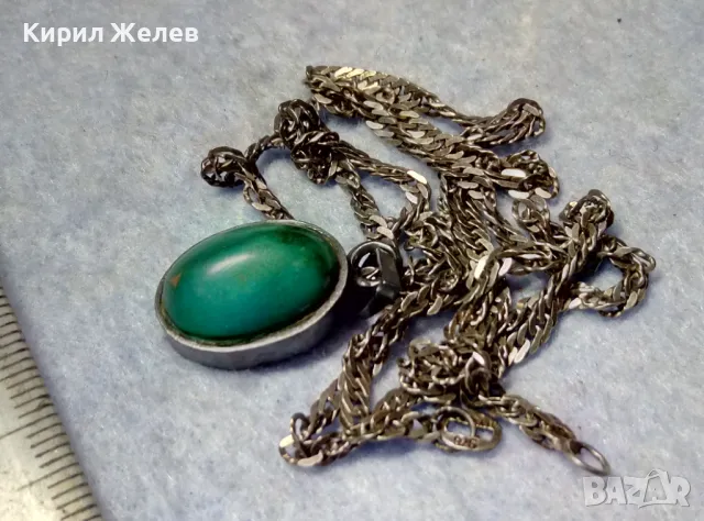 СТАРИНЕН СРЕБЪРЕН РЕТРО ПЕНДАНТ с НАТУРАЛЕН ЗЕЛЕН НЕФРИТ и СРЕБЪРНА ВЕРИЖКА МАРКОВО СРЕБРО 975 43300, снимка 6 - Антикварни и старинни предмети - 49917719