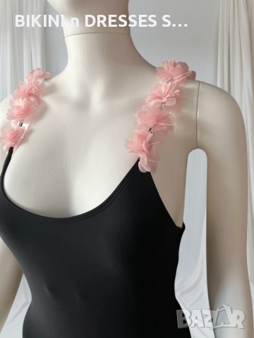 Цял черен бански с цветя рози, снимка 11 - Бански костюми - 43134984