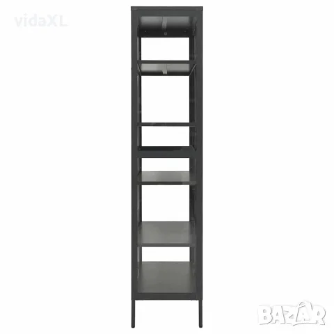vidaXL Витрина, антрацит, 90x40x180 см, стомана и закалено стъкло, снимка 5 - Секции и витрини - 56147086