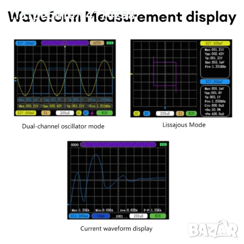 SCO2 Двуканален цифров AUTO осцилоскоп PWM 50M 10Mhz Честота на дискретизация 2.5KSa/S Аналогова чес, снимка 4 - Друга електроника - 50821373