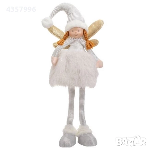 Коледна декоративна фигурка на ангел с пухкава пола, 69см, снимка 4 - Декорация за дома - 52393047