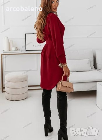 Елегантна дамска ежедневна рокля (риза), 3цвята , снимка 5 - Рокли - 42079548