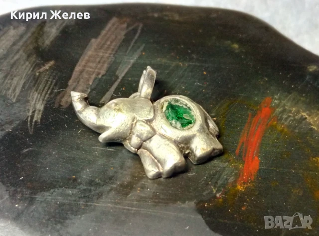 СТАР СКЪПОЦЕНЕН ФИГУРАЛЕН СРЕБЪРЕН ПЕНДАНТ СЛОНЧЕ СРЕБРО ВИСОКА ПРОБА с НАТУРАЛЕН ХРИЗОЛИТ 37437, снимка 3 - Антикварни и старинни предмети - 50542140