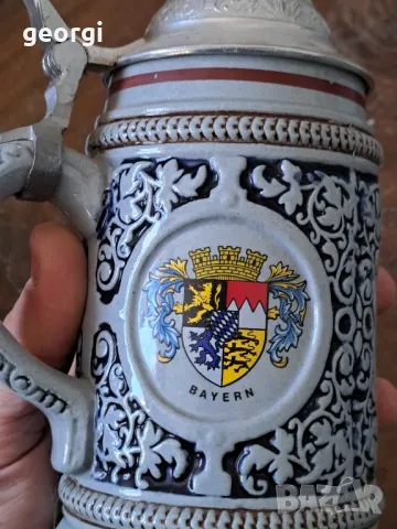 колекционерска немска халба с калаен похлупак   19/2, снимка 5 - Колекции - 49096480