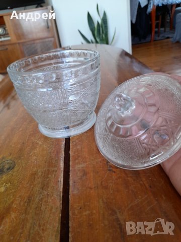 Стара стъклена захарница #5, снимка 4 - Други ценни предмети - 34176019