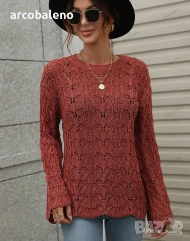 Дамски свободен пуловер с кръгло деколте, 6цвята , снимка 12 - Блузи с дълъг ръкав и пуловери - 42926615