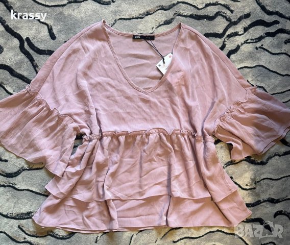 НОВА свежа макси лятна дамска блуза на волани (размер ХЛ), снимка 1 - Корсети, бюстиета, топове - 41563676