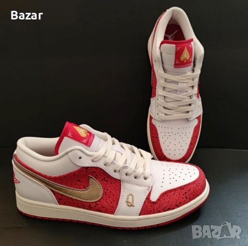 Nike Air Jordan 1 Low Spades SE King Queen Cards Poker Lucky Нови оригинални обувки маратонки 42 ном, снимка 1 - Маратонки - 38752147