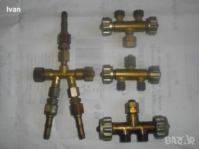 НОВ НЕМСКИ ТРОЙНИК РАЗКЛОНИТЕЛЕН РЕГУЛИРУЕМ ЗА КИСЛОРОД АЦЕТИЛЕН ЗА ОКСИЖЕН СЪС СПИРАТЕЛНИ КРАНОВЕ , снимка 3 - Други инструменти - 48318005