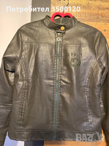 Тъмнозелено кожено яке Gucci