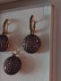 Златни дамски обеци и медальон с аметисти-злато 14 к., снимка 3