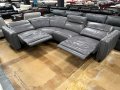 Тъмно сив кожен ъглов диван с електрически релаксиращ механизъм, снимка 7