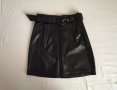 Дамска къса кожена пола с висока талия и колан р-р 34 и 38 (XS и M), снимка 14