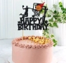 Баскетбол Happy Birthaday Баскетболен кош брокатен топер украса декор за торта рожден ден, снимка 2