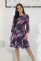 Рокля “Purple Wave Elegance” – разкроена рокля с ефектен принт и шифон ръкави арт.1517, снимка 4