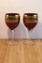 2 винено червени чаши с лозова златна декораци, снимка 1