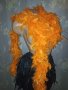 Оранжев ( боа) шал с естествени пера 180 см  , снимка 3