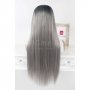 Дълга права сива лейс фронт перука Грейс, снимка 4