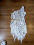 Бяла рокля с триъгълна пола за танци или повод, снимка 1 - Рокли - 39926449