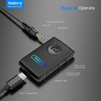 Nulaxy Bluetooth 5.0 приемник-за стриймване на музика, с вграден микрофон,Stereo, снимка 3 - Друга електроника - 41126163