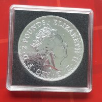 Инвестиционна сребърна монета 1 унция 2 Pounds - Elizabeth II, Година на петела 2017, снимка 2 - Нумизматика и бонистика - 41584367
