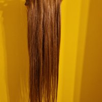 Естествена коса ЛУКС кафяв цвят 70 см, плътен косъм, снимка 5 - Аксесоари за коса - 41804531