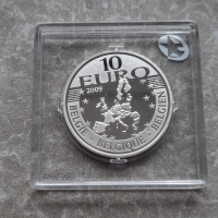 Възпоменателна сребърна монета 10 Euros - Albert II Erasmus, снимка 1 - Нумизматика и бонистика - 44715483