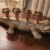 Грамаден качествен крокодил– свещник, Италия, 50см, снимка 2 - Антикварни и старинни предмети - 34497897