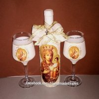 Подарък за Кръстници- Сервиз и декоративна свещ със снимка, снимка 12 - Подаръци за кръщене - 41001552