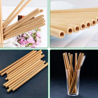 Бамбукови сламки за многократна употреба, снимка 1 - Аксесоари за кухня - 44729738