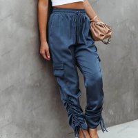 Моден дамски ежедневен панталон с джобове и висока талия, 3цвята - 023, снимка 9 - Панталони - 41740433