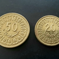 Монети. Тунис. 1 динар, 20, 50 и 100 милима.   4 бройки., снимка 3 - Нумизматика и бонистика - 36089014
