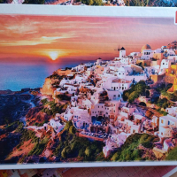 Продавам пъзел Trefl 1000 части, Sunset over Santorini, снимка 2 - Пъзели - 36214353