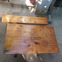 Дървена маса с пейка, снимка 2 - Маси - 41280823