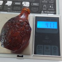 Старо китайско шишенце за емфие/червен кехлибар 18- 19век Cherry Amber Snuff Bottle , снимка 11 - Антикварни и старинни предмети - 40227487