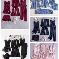 Дамска секси дантелена пижама. Комплект от пет части, 5цвята , снимка 1 - Пижами - 41697580