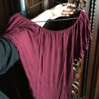Дамска блуза с паднал ръкав Amisu Бордо, снимка 4 - Тениски - 34316651