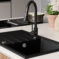 Кухненска мивка от Гранит модел Милано 780 x 500 mm - Черна, снимка 5 - Други - 36079169