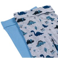 Комплект бебешки панталони на динозаври, Памук, Сини/ сиви ,2 бр, 0 - 3  м, снимка 2 - Панталони и долнища за бебе - 41730747