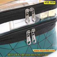 Козметична чанта за гримове от прозрачен силикон на две нива - КОД 3024, снимка 7 - Други - 44733220