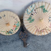 Стари, стар, ретро, винтидж, арт, старинен, азиатски чадър , снимка 6 - Антикварни и старинни предмети - 44450546
