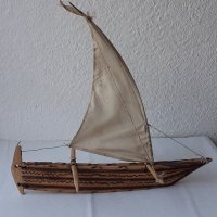 Дървена лодка с платна за декорация, морски декор, модел, макет, снимка 4 - Други - 40920601