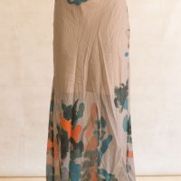 Памучна дълга пола в сиво с флорален принт Bliss by Violeta - M, снимка 2 - Поли - 42593867