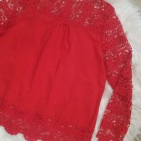 Блузи в бяло и в червено от шифон с дантела , снимка 7 - Ризи - 41933732