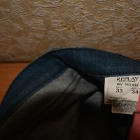 Дънки тъмносини марка Replay, с бродерия на джобовете, пролетно-есенни, снимка 4 - Дънки - 42338235