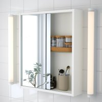 Бял огледален шкаф за баня с плъзгащи се вратички , снимка 2 - Шкафове - 42722582