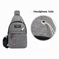 Мъжка чанта, чантичка за пред гърди чанта през рамо, или гръб, черна и сива с отвор за кабел, раница, снимка 3 - Чанти - 41435936